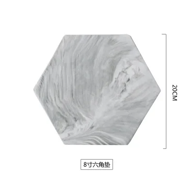 8 Inch Hexagon Мраморная керамическая тарелка, тарелка для торта, десерта, фруктов, суши, тарелка, разделочные доски, подставка, декоративная тарелка, кухонные инструменты - Цвет: 8 Inch Hexagon