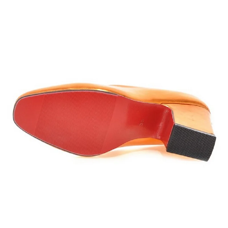 Brand Shoes Woman Thick High Heels Shallow Mouth Women Pumps Sexy Yellow Green Patent Leather Ladys Wedding Party Size 62 | Обувь