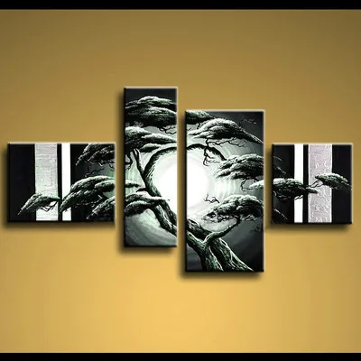 

lilystore4 pieces Large canvas Have Frame Modern Hand-draw Art Oil Painting With framedno framed