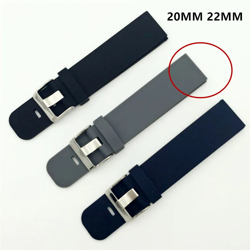 Ремешок для часов 18 мм/20 мм/22 мм для Motorola Moto 360 2 Gen 46 мм samsung Gear2 R380-R382 силиконовый резиновый браслет