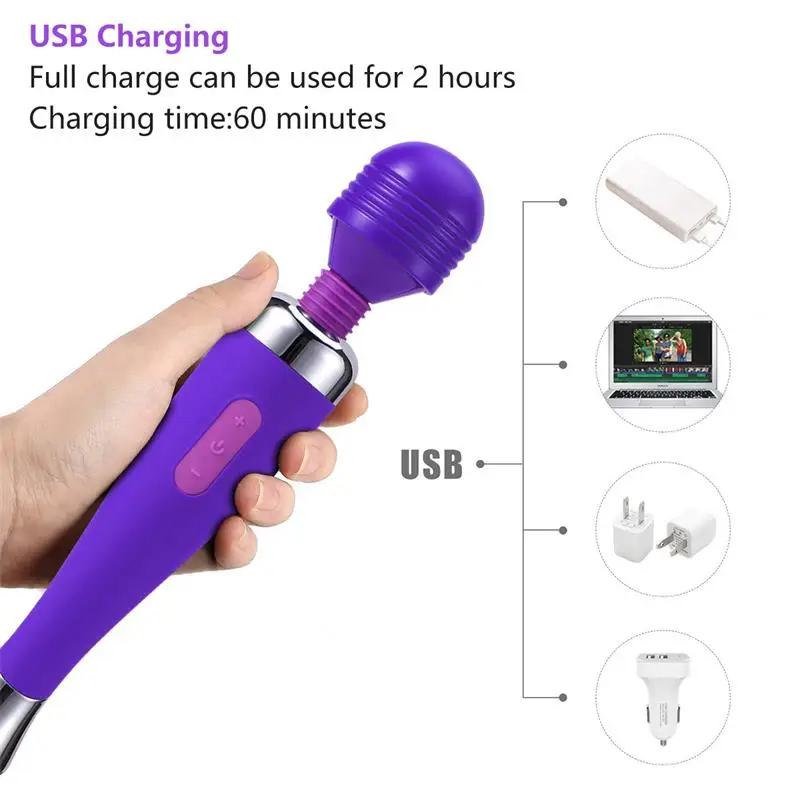8 скоростей вибратор эротический USB перезаряжаемый G Spot AV водонепроницаемый