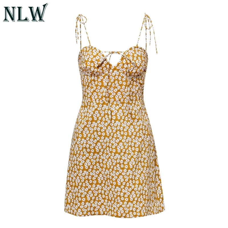 Цвет: желтый NLW кружевное сексуальное облегающее женское платье Vestido, повседневное, с цветочным рисунком, мини, прямые, вечерние, летнее платье Vestidos - Цвет: Цвет: желтый