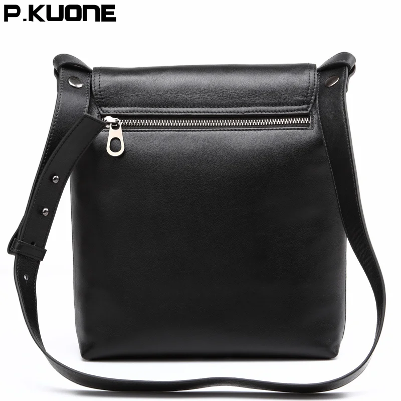 P.KUONE New fashion Men Shoulder Bags Genuine Leather Leisure Male bag The first layer of leather Messenger |