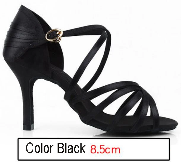Black 8.5cm Heel Женская Профессиональная обувь для латинских танцев, сальсы, Танго, бальных, самбы, танцевальная обувь, женские туфли на высоком каблуке, мягкие туфли для танцев 5 см/6 см/7 см/8 см - Цвет: Black 8.5cm Heel