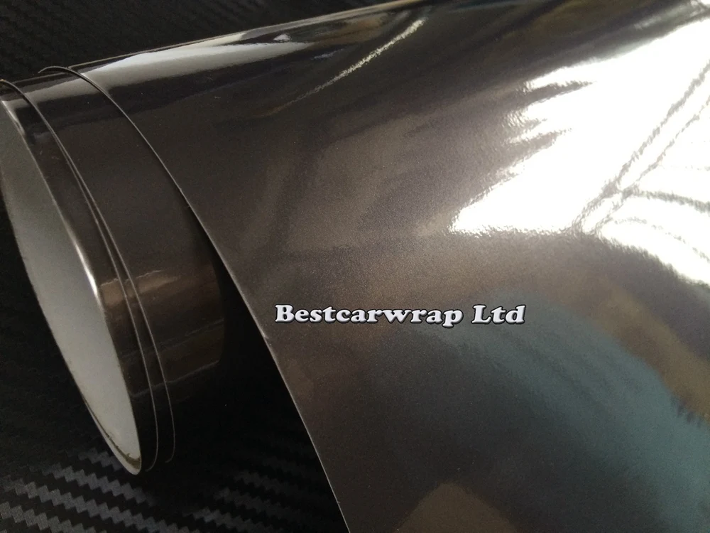 Глянцевая металлическая виниловая пленка цвет темно-серый Размер: 1 52*20 м/рулон -