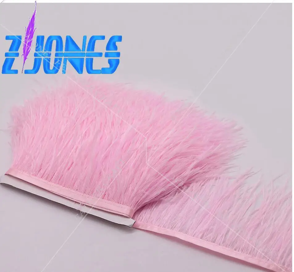 light pink Горячая распродажа 10 метров 8-10 см различные цвета Страусиные перья Лента отделка перо боа полоса для праздничной одежды аксессуары ремесло - Цвет: light pink