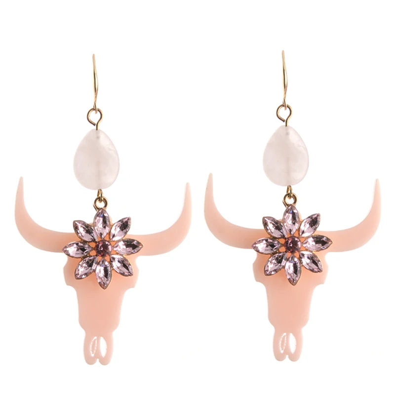 Женские серьги с кристаллами NeeFu WoFu Bull большие рога полимерная серьга камнями