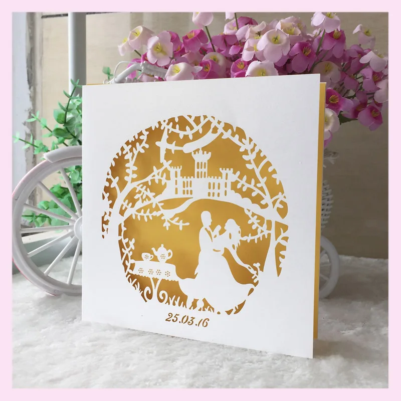 50 шт./лот шикарный дизайн украшение для свадебной вечеринки лазерная резка