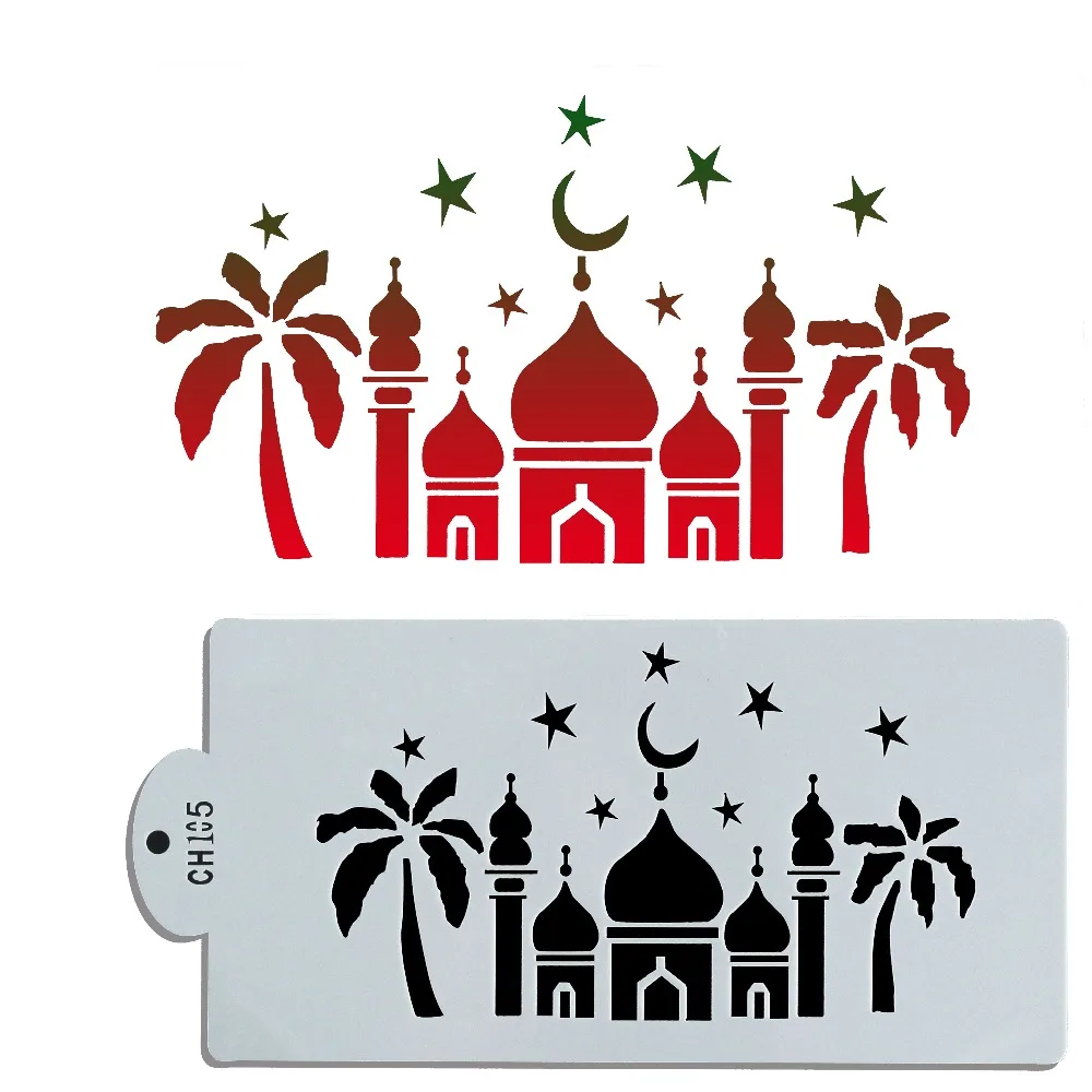 DIY шаблон мечети трафарет для торта из помадки распыления дизайна|cake stencil|cake decorating