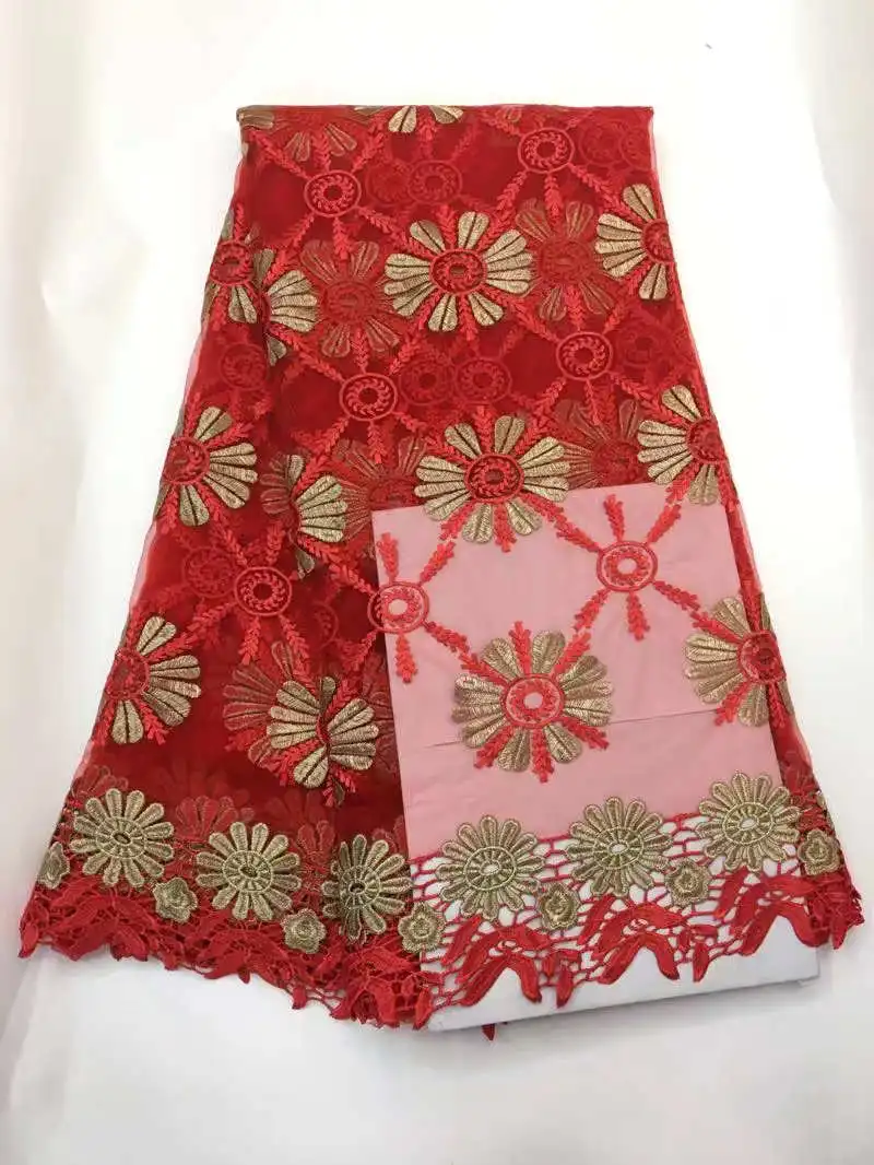 Red and white color embroidery lace material red African France chiffon fabric high quality Guipure wedding SU | Дом и сад