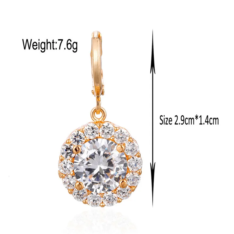 New Brand Fashion Round Shaped Inlay Clear Cubic Zirconia Women Delicate Drop Earring LDDZE0042 | Украшения и аксессуары