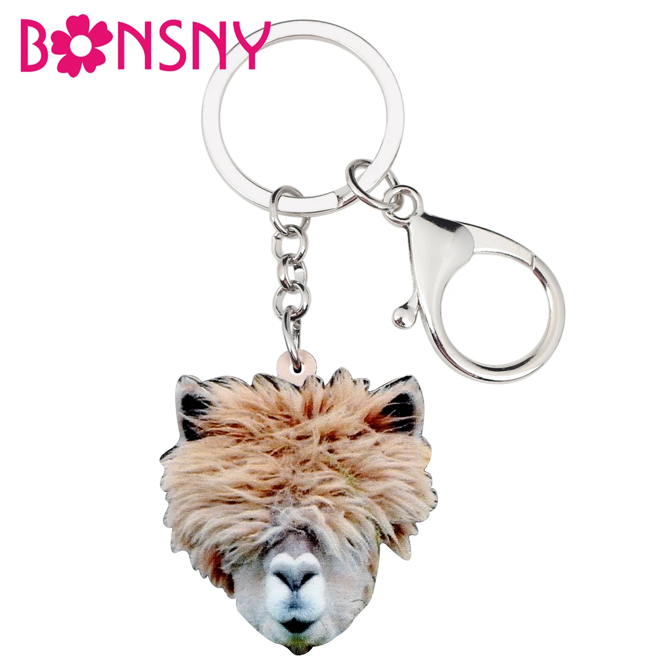 Bonsny Акриловые Новые Брелоки для ключей с альпакой и ламанами кольца модные милые