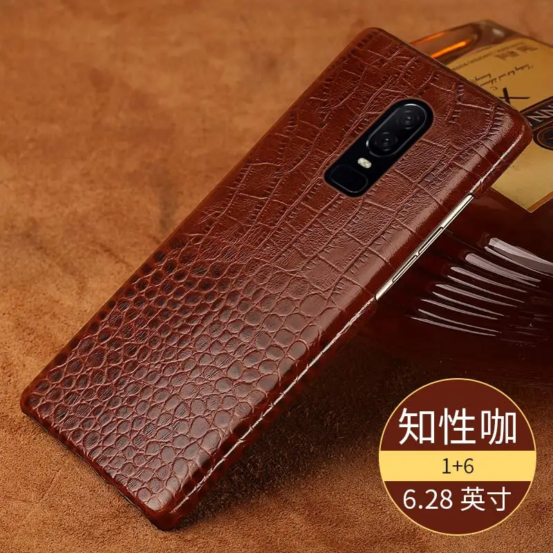 Чехол для телефона из натуральной кожи под крокодиловую кожу для Oneplus 6T 5T 6T 7T Противоударная Роскошная задняя крышка для One plus 7 7 Pro 7T Pro - Цвет: coffee
