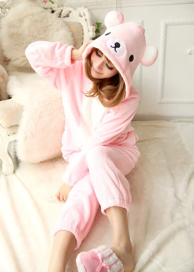 

Korilakkuma Adult Unisex Fleece Sleepwear Animal Onesies Novelty Pajamas Pyjamas Jumpsuit Nightwear Carnival Costumes
