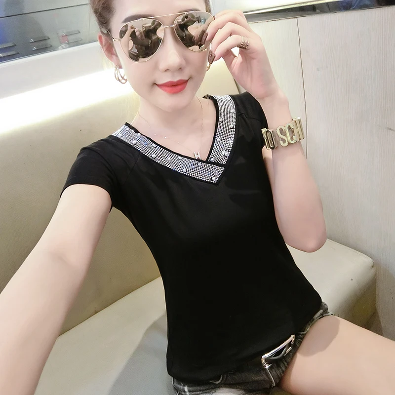 Хит майка с принтом Бриллиант Новинка лета 2019 женская футболка коротким рукавом