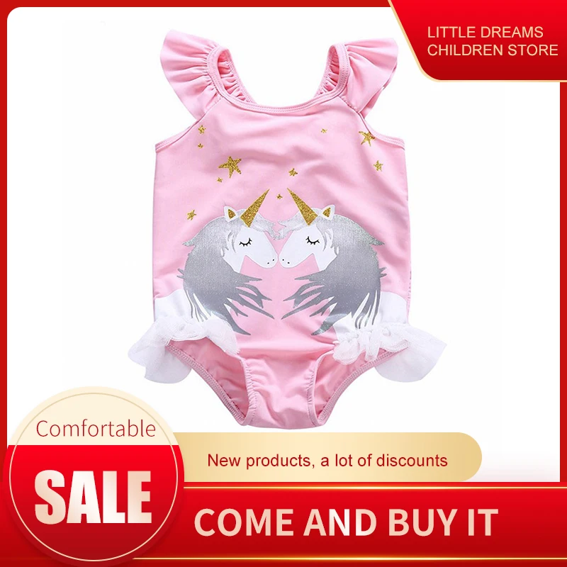 

Baby Swimwear Unicorn Swimsuit Baby Girl Swimwear Bathing One Piece Swimwear Goggles Quick Dry Unicorn Gliter Swimming Glass