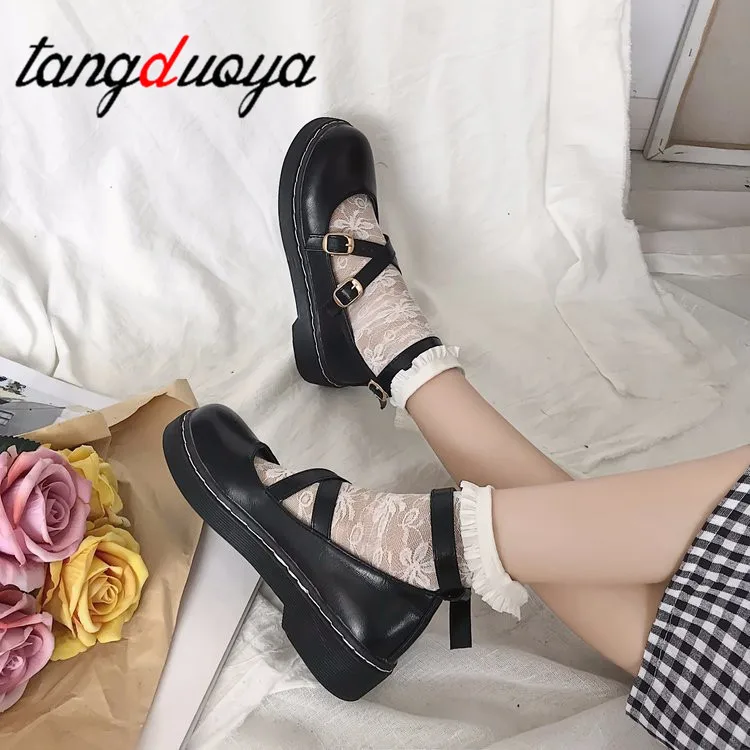 Женские туфли-лодочки на низком каблуке с бантиком для девочек туфли для косплея на низком квадратном каблуке с ремешком и пряжкой из искусственной кожи туфли горничной и принцессы в стиле Лолиты с бантом