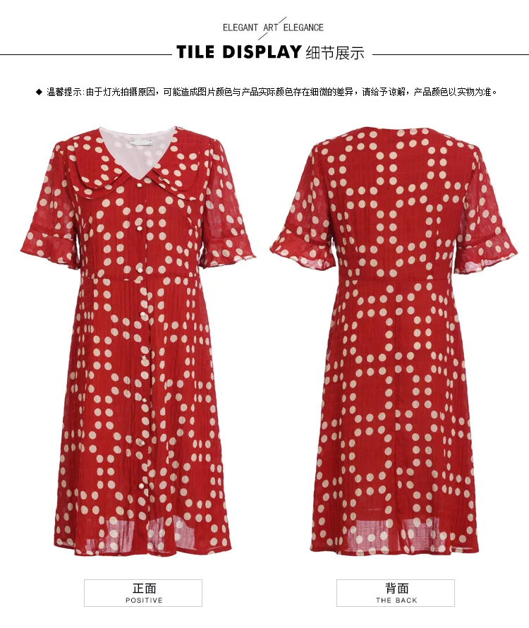 Летнее модное элегантное платье миди в горошек красивое с воротником Питер Пэн