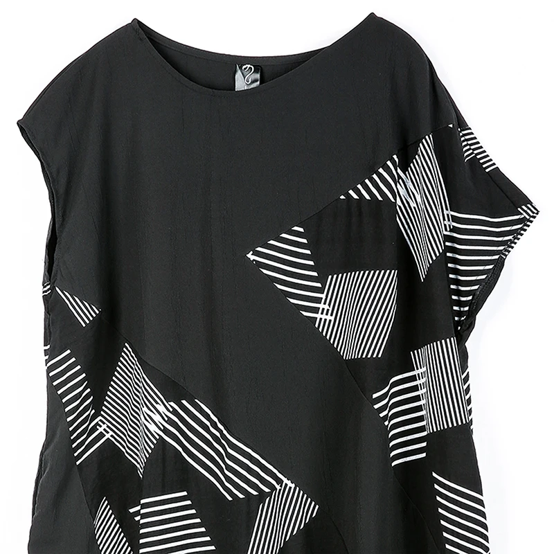 [LONGDENG] Лето 2018 Свободные О-образным вырезом Рубашка с короткими рукавами