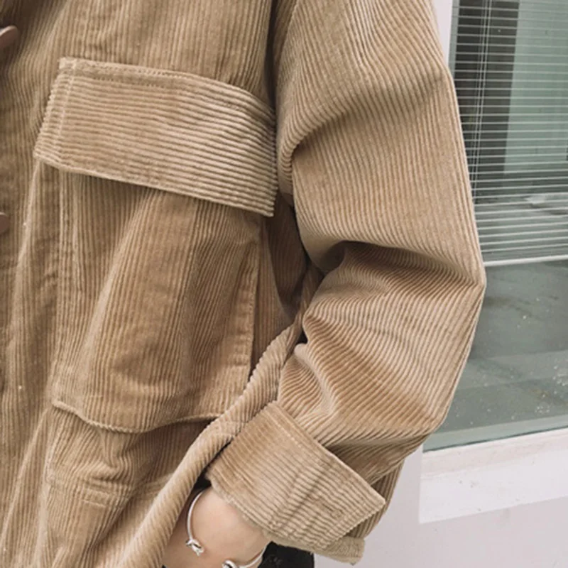 Плюс размер куртка женская рубашка Вельветовая Повседневная Свободная модная с