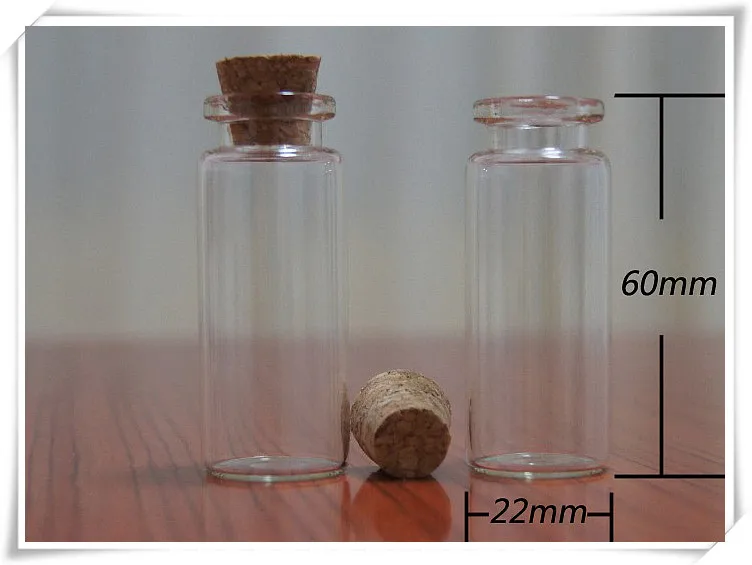 Пустые прозрачные стеклянные флаконы желаний 100 шт./лот 14 мл с пробкой 22 х 60 мм |