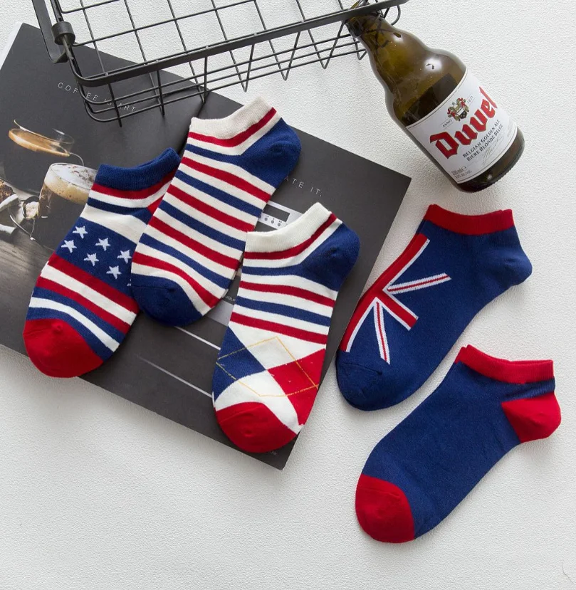 Мужские носки забавные британские повседневные флаг полосы счастливые удобные и