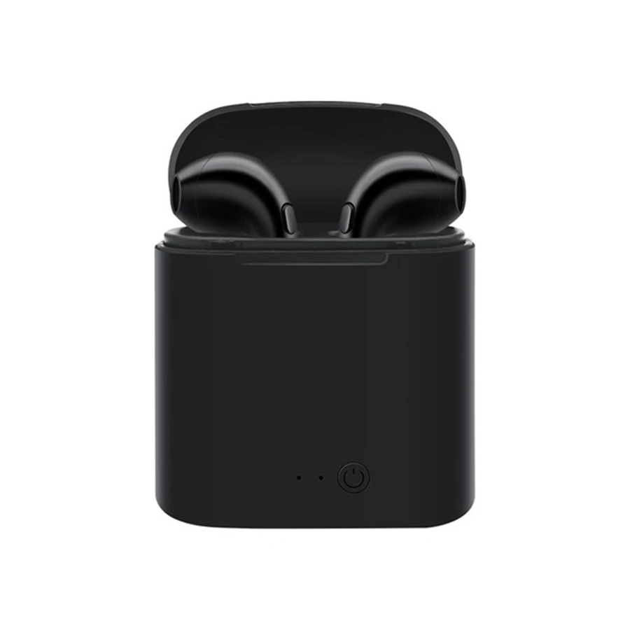 Tws I7 беспроводные Bluetooth наушники в ухо гарнитура стерео Бас Невидимый один/Пара Спорт для всех смартфонов с зарядной коробкой - Цвет: Black Box with Black