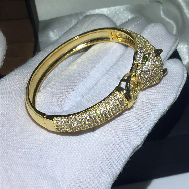 Браслет choucong в леопардовом стиле 400 шт. AAAAA кубический цирконий жёлтое золото