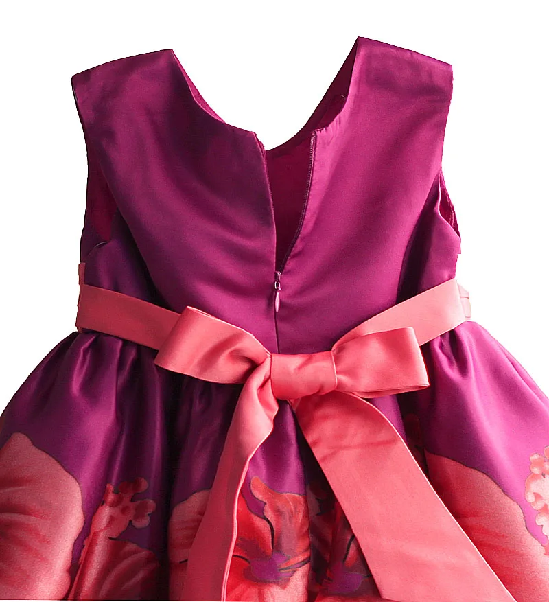 Christmas Girl Party Dress Big Rose Flower Print Ball Gown Pearl Collar Kids Wedding Clothes vestido infantil 3-8T | Детская одежда и