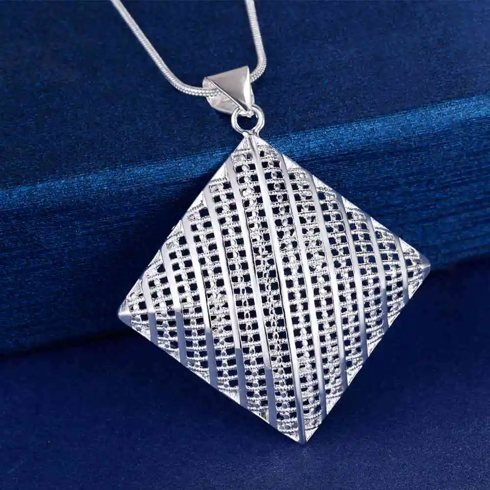 Простые Модные ювелирные изделия посеребренные квадратные ожерелья и кулоны для