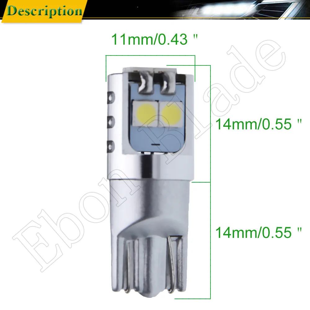 Светодиодная лампа t10 led w5w для стайлинга автомобиля 2 шт. 12 В 24 3030 smd W5W 5W5 светильник