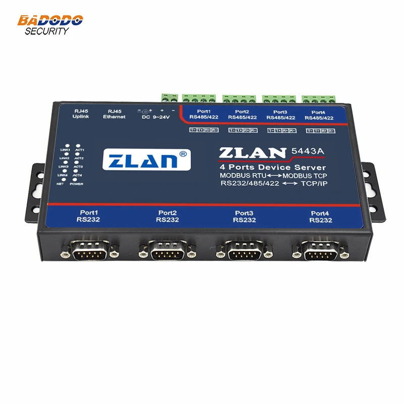 ZLAN5443A 4 порта RS232 RS485 RS422 к Ethernet TCP IP конвертер Modbus RTU шлюз серийное устройство