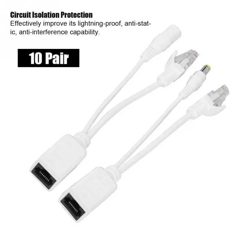 Детские носки по 10 пар в DC 12 V IP Камера POE RJ45 кабель Мощность Over Ethernet адаптер