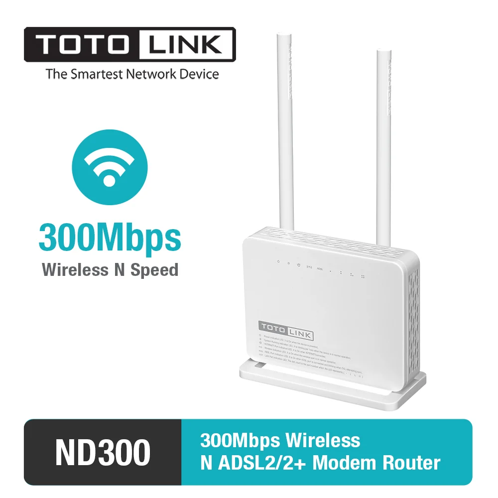 TOTOLINK ND300 Многофункциональный Беспроводной N 300 Мбит/с ADSL 2 + модем Wi Fi маршрутизатор