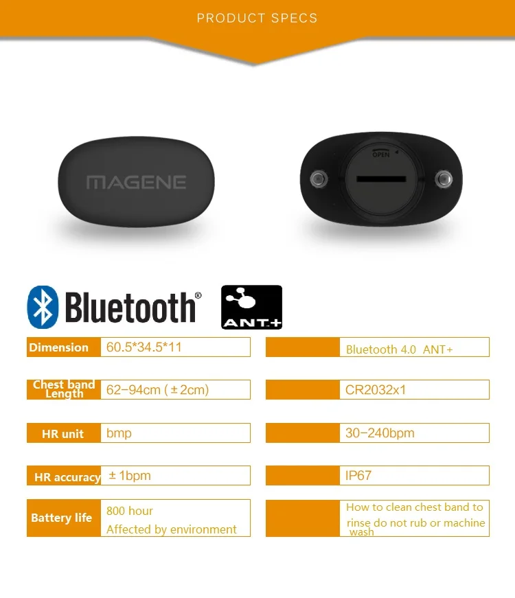 Велосипедный компьютер Magene датчик сердечного ритма с нагрудным ремнем ANT Bluetooth MHR10 Совместимость с датчиком Garmin-Bryton-Igps-suunto