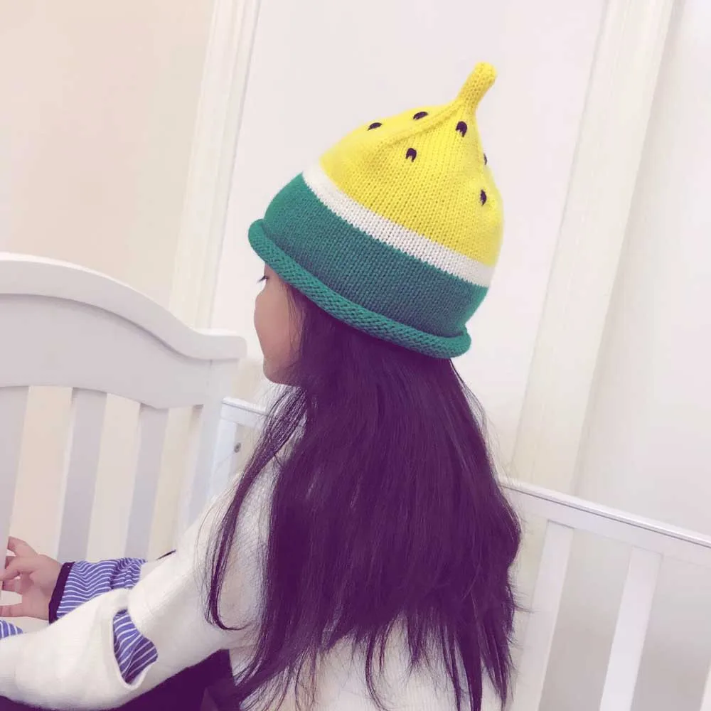 Spring Autumn Winter Warm Baby Clothes Hat Caps Kids Girl Boy Watermelon Crochet Knit Beanie Cap Children's hat | Детская одежда и