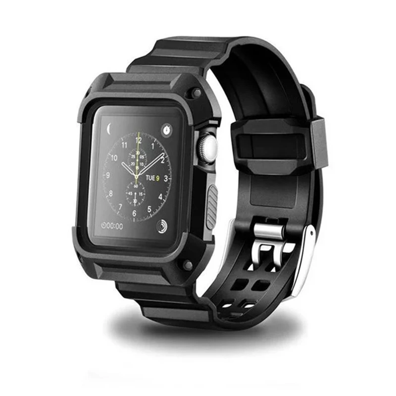 Спортивный корпус ремешок для Apple Watch группа 38 мм 42 iwatch серии 1 2 3 correa прочный экран