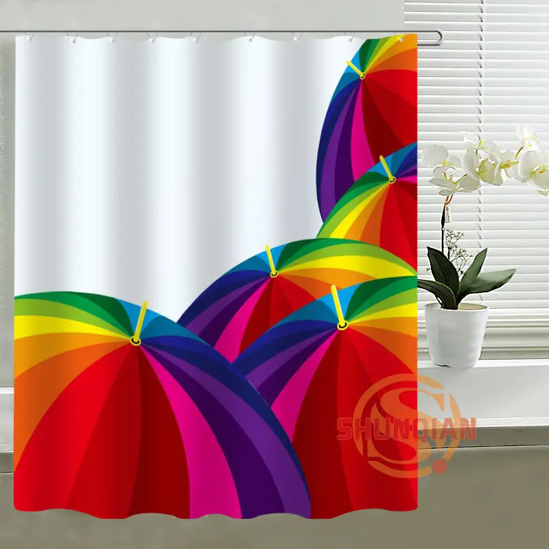 

2017 New Custom Waterproof Shower Curtain Cartoon-Umbrella Bath curtain polyester Fabric Shower Curtain For Kids