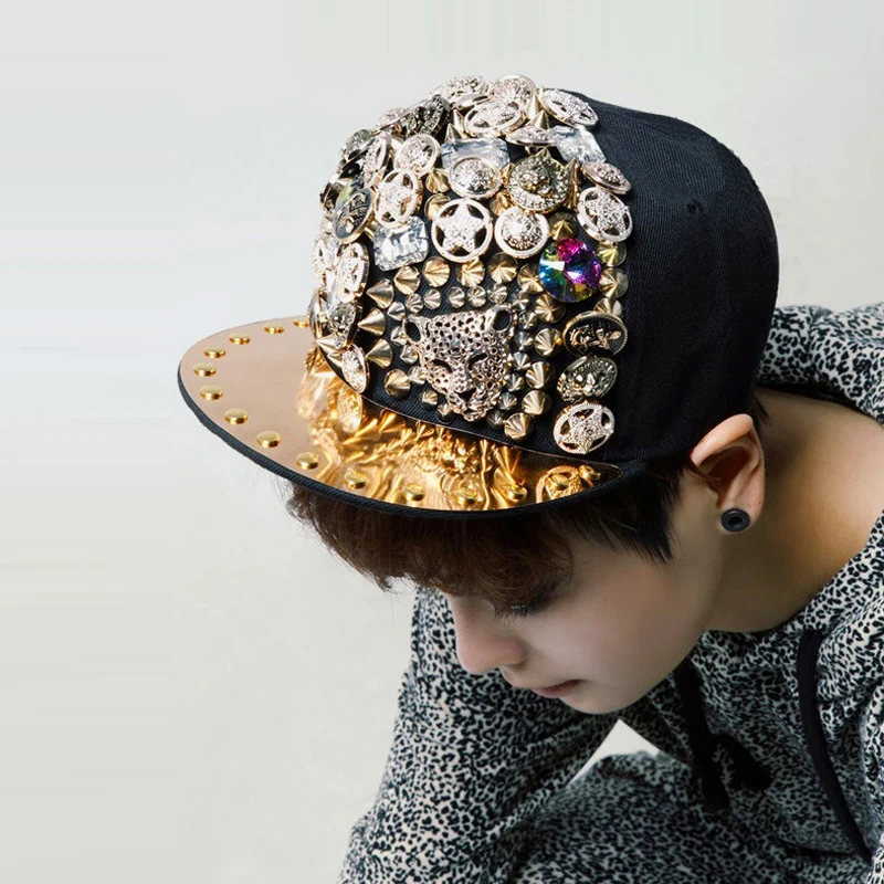 Бейсболки в стиле хип хоп 2017 акриловые бейсболки с металлическими заклепками и
