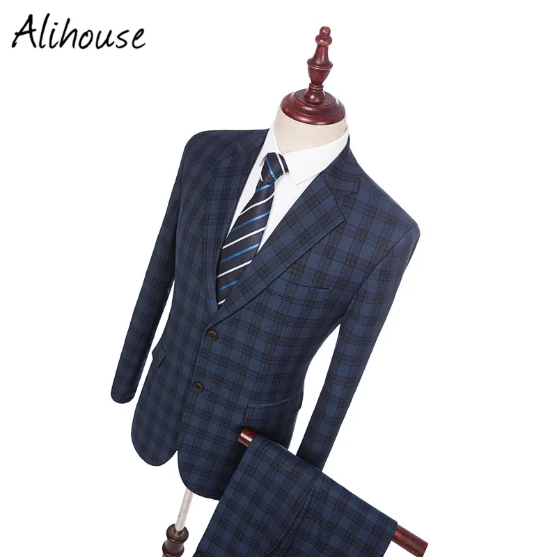 Для мужчин гардероб Essentials Slim Fit оконное стекло Костюм Индивидуальные синий в