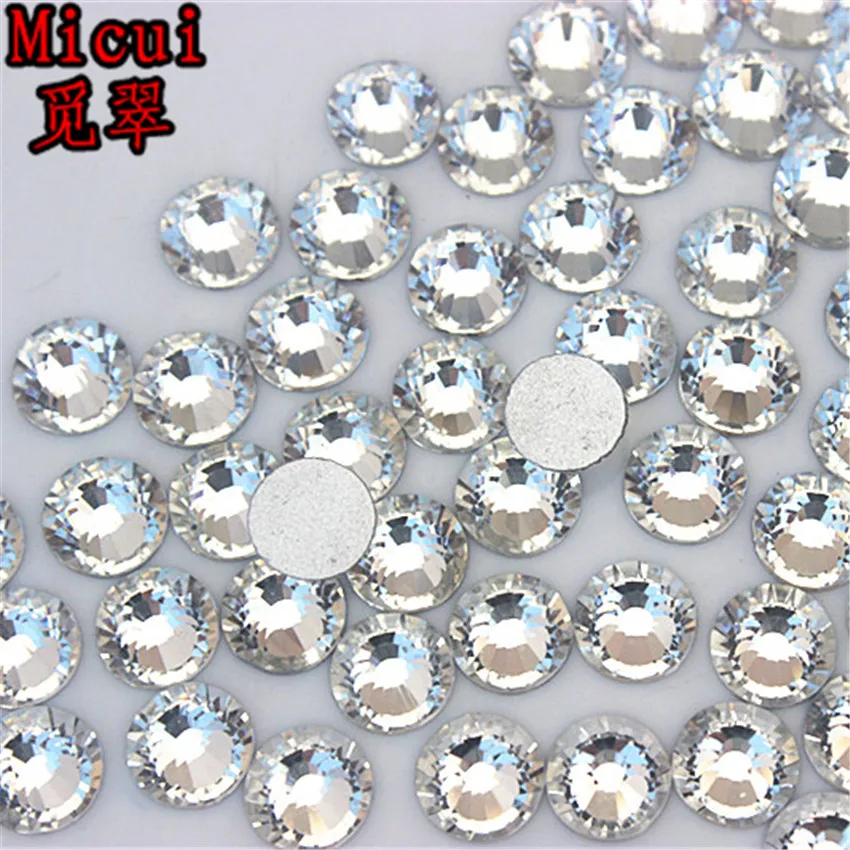 Micui SS3-SS40 Clear Rhinestones Glass Crystal Flat Back Round Nail Art Stones Non Hotfix Strass Crystals for DIY MC993 | Дом и сад