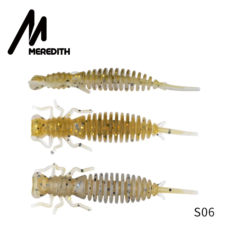 S06 MEREDITH 85 мм, 4 шт., мягкие приманки для рыбалки, искусственные рыболовные червь, личинка, силиконовые приманки для ловли щуки, гольян, пластиковые приманки - Цвет: S06