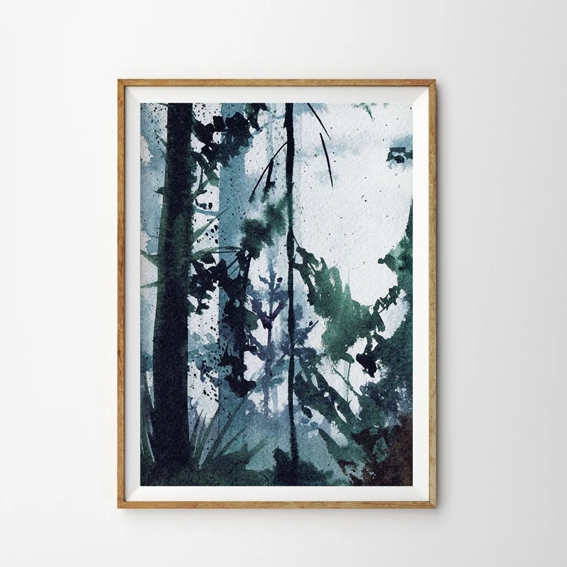 Watercolor Painting Forest Landscape Wall Art Canvas Posters Print Original Nordic Pictures Home Room Decoration | Дом и сад