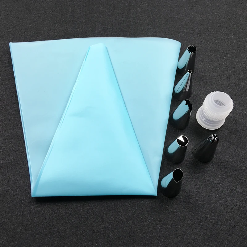 8 шт. силиконовый кондитерский мешок с 6 насадками из нержавеющей стали|decorating