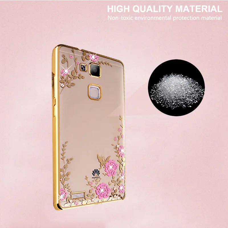 Beworlder для Huawei Коврики 7 Secret Garden со стразами Мягкие TPU Телефонные Чехлы золотым
