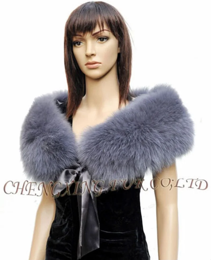 Женская шаль из натурального изысканного лисьего меха с атласным кружевом|fur