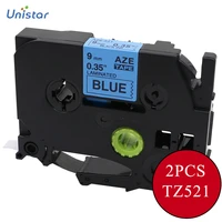 unistar 2 pcs compatible label tape for brother label printer 9mm black on blue tze521 tz521 tze 521 tz 521 label ribbons