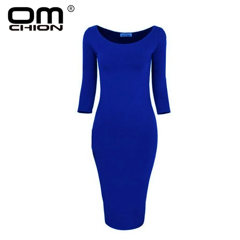 Omchion Vestidos с круглым вырезом 3/4 рукав вязать зимнее платье 2018 г. модные однотонные