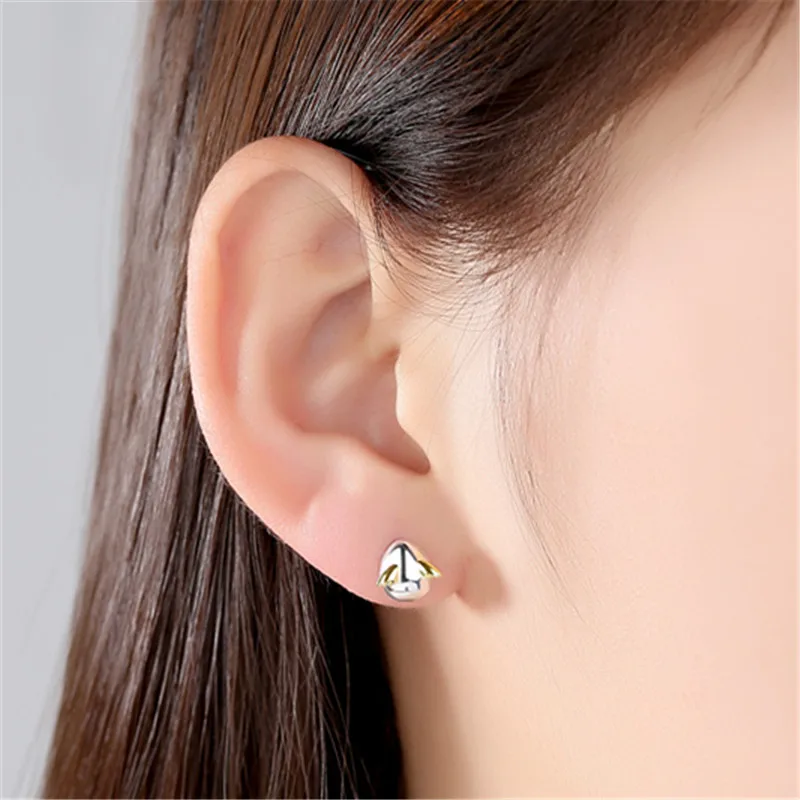 LEKOFO Fashion Jewelry Angel Egg Earrings Korean Cute Mini Small 925 Sterling Silver Stud For W | Украшения и аксессуары
