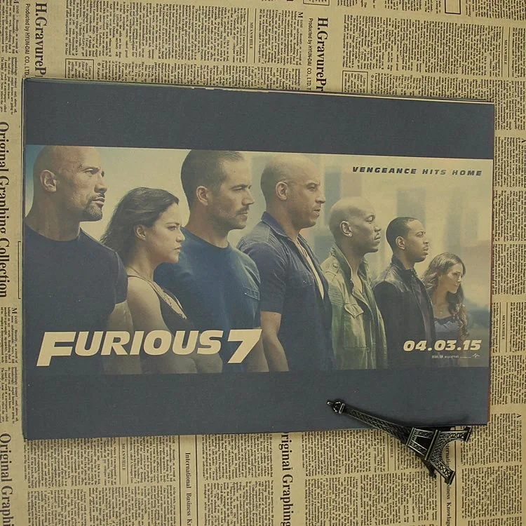 Скорость и страсть 7 плакат Paul wallker Ван дессель Racing о фильме крафт бумага